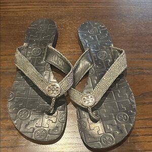 Tory Burch Black and Silver Sandals